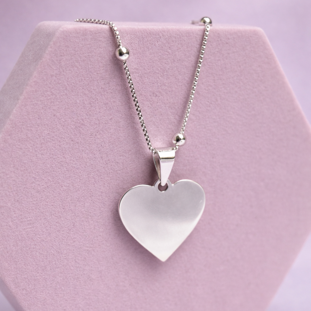 Collar corazón Plata 925 fotograbado (20mm) - El favorito de los enamorados