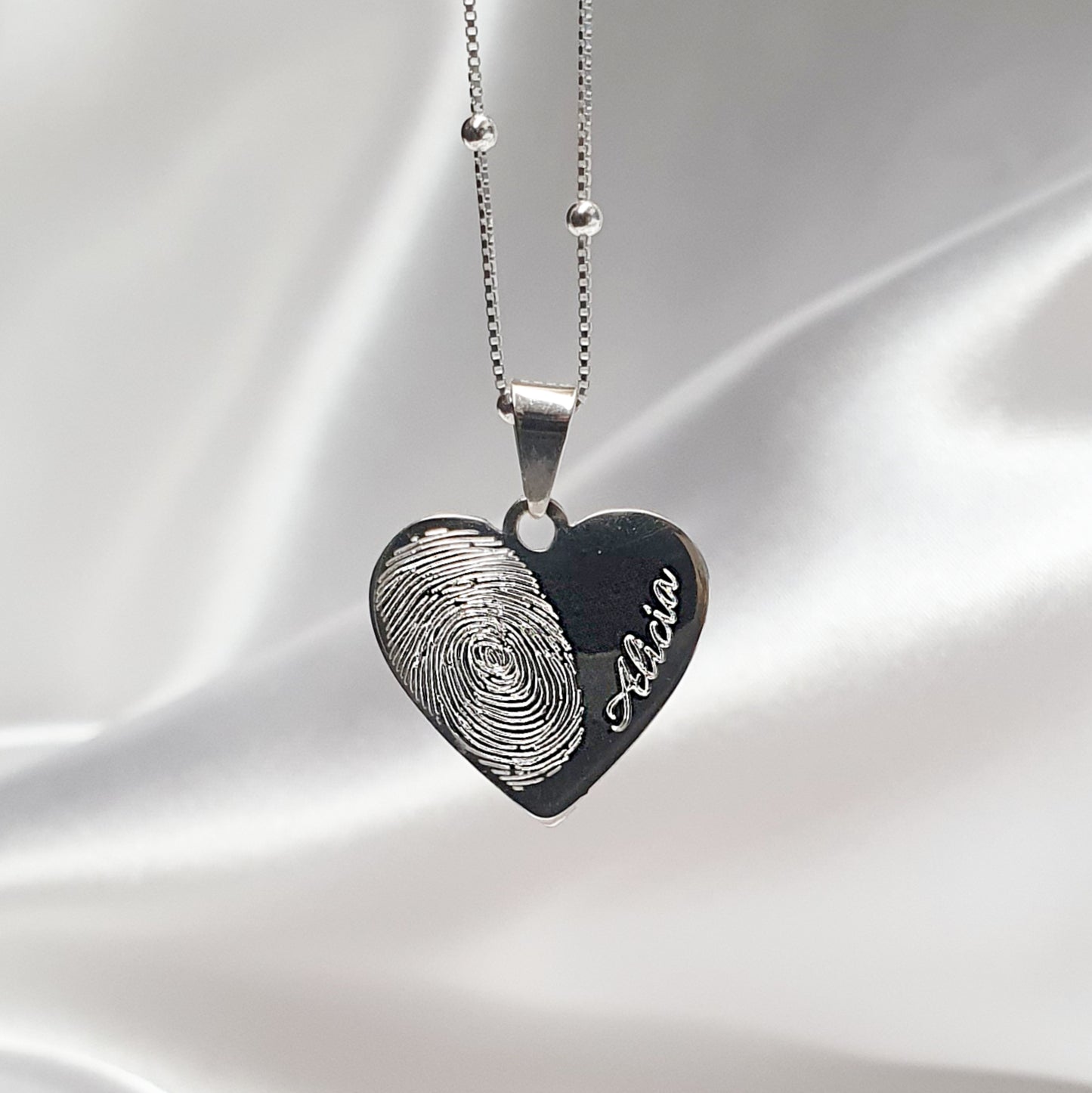 Collar huella simple "Love Mom"
