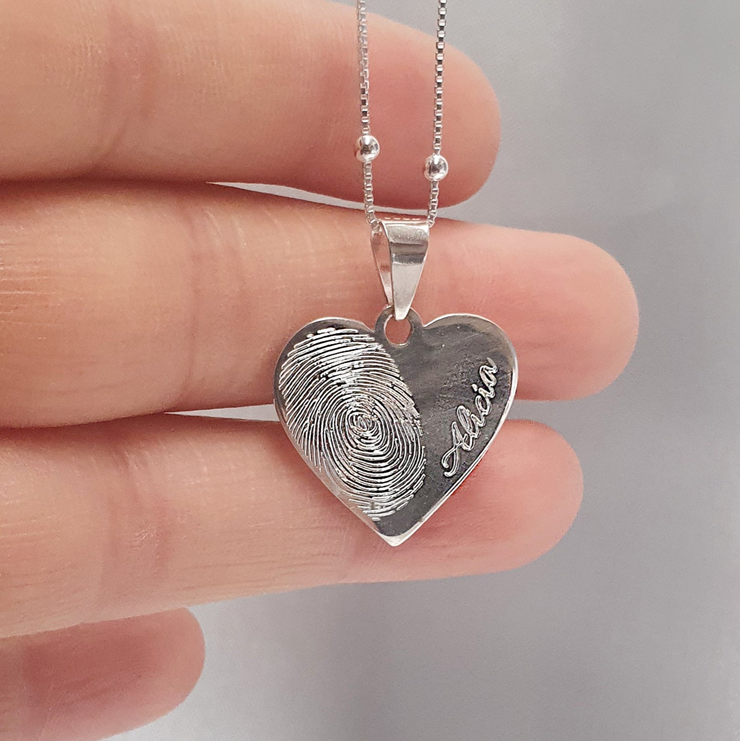 Collar huella simple "Love Mom"