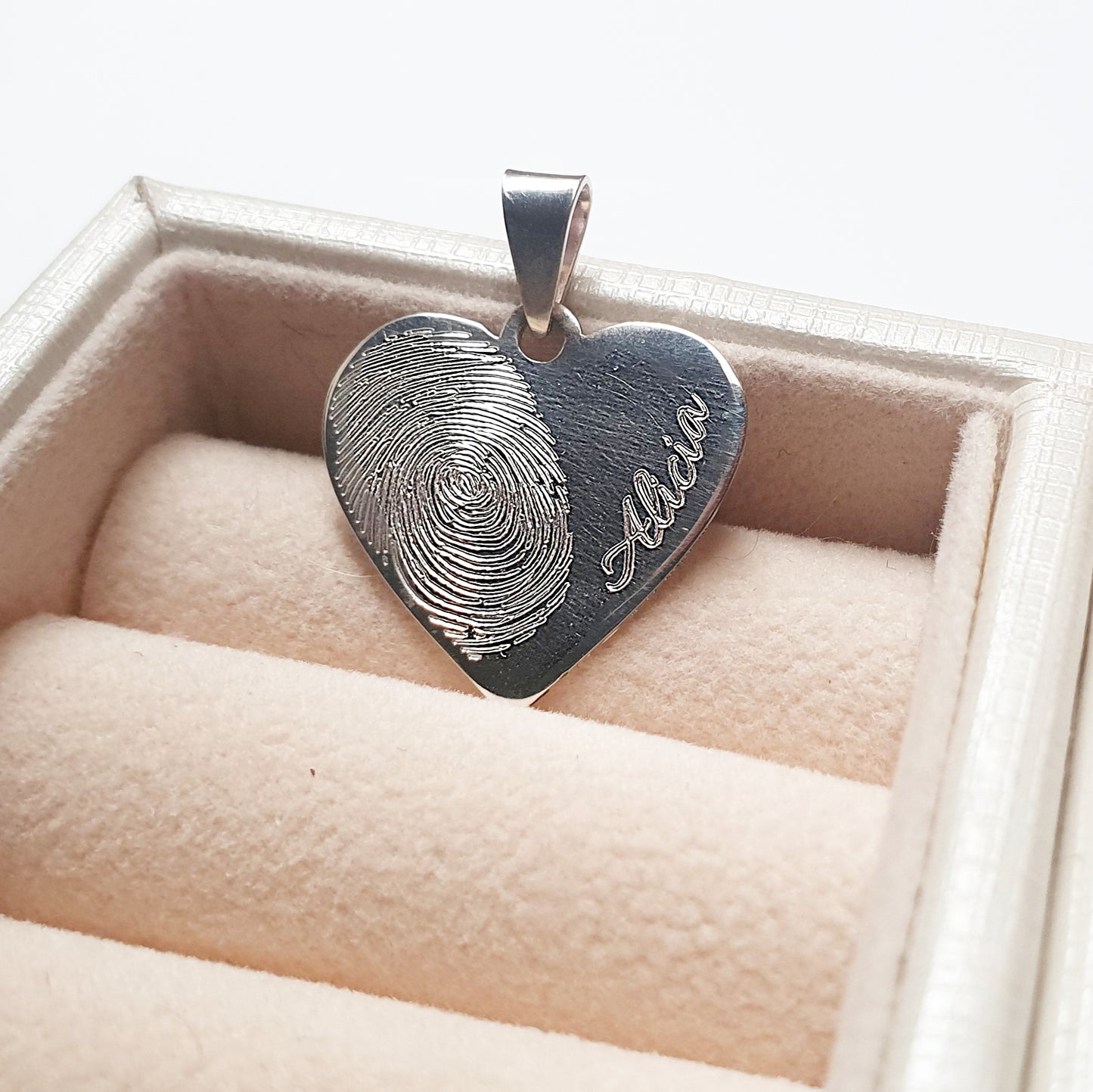 Collar huella simple "Love Mom"