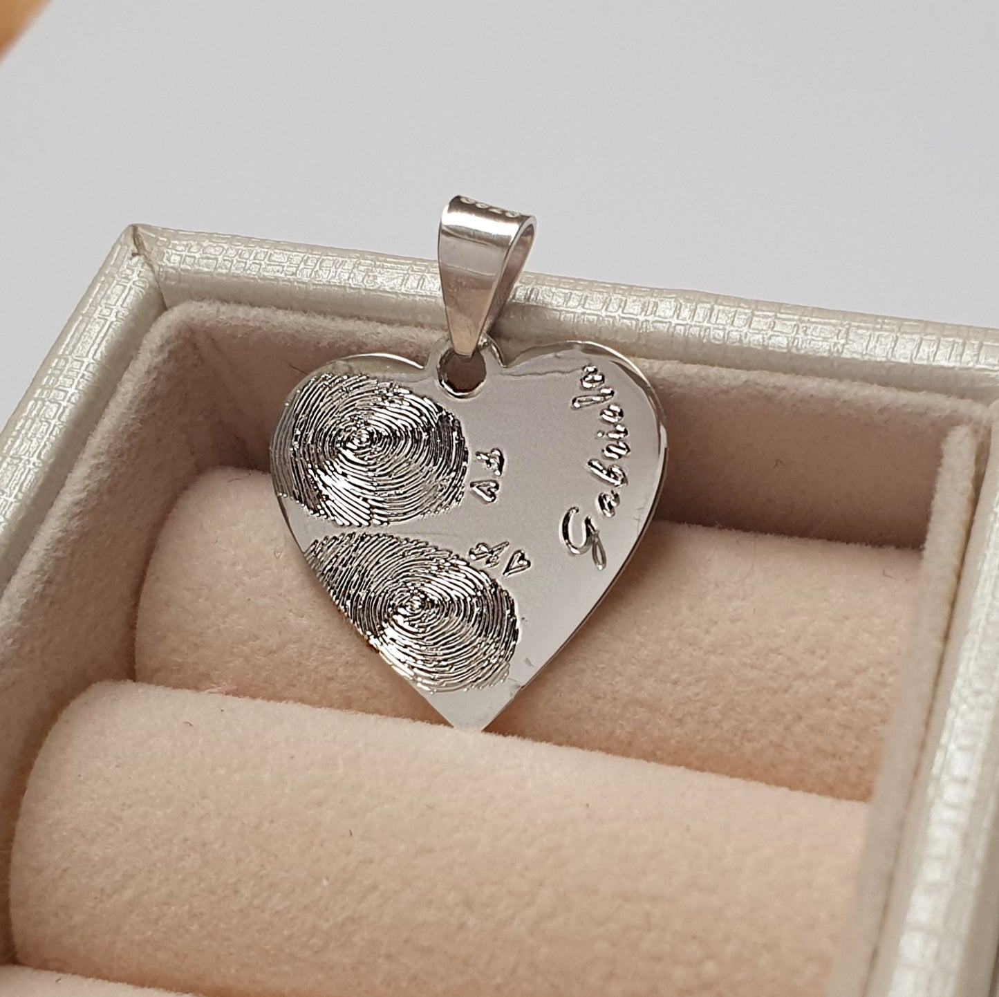 Collar huella doble "Love Mom"