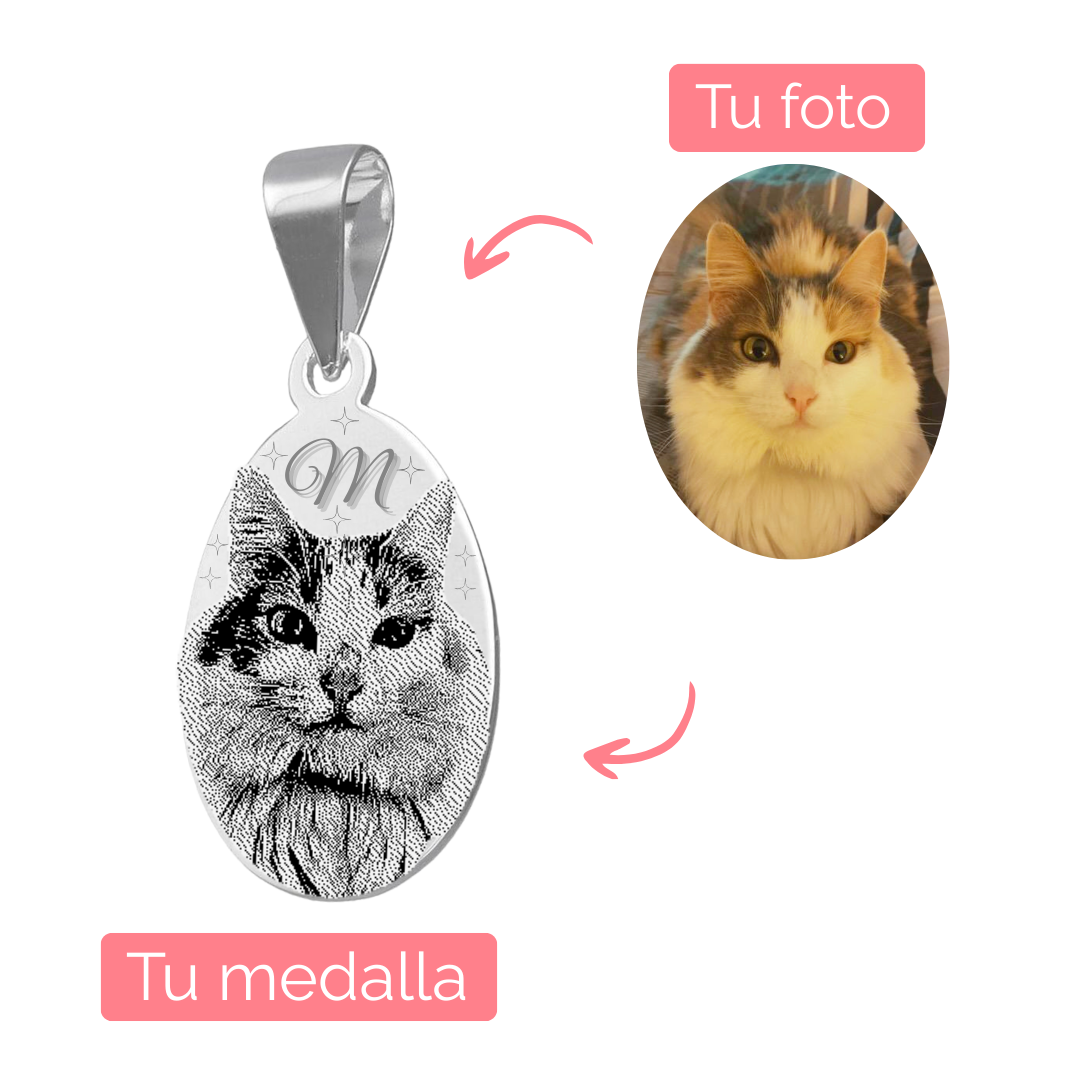 Medalla ovalada fotograbada pequeña