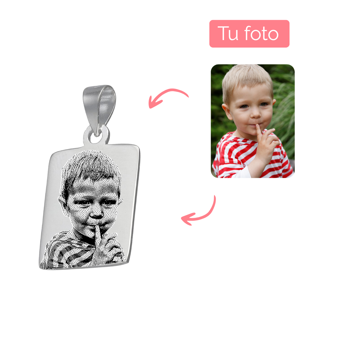 Medalla fotograbada rectangular pequeña