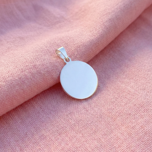 Collar fotograbado con medalla circular de 17 mm. Plata 925 (Pequeño)