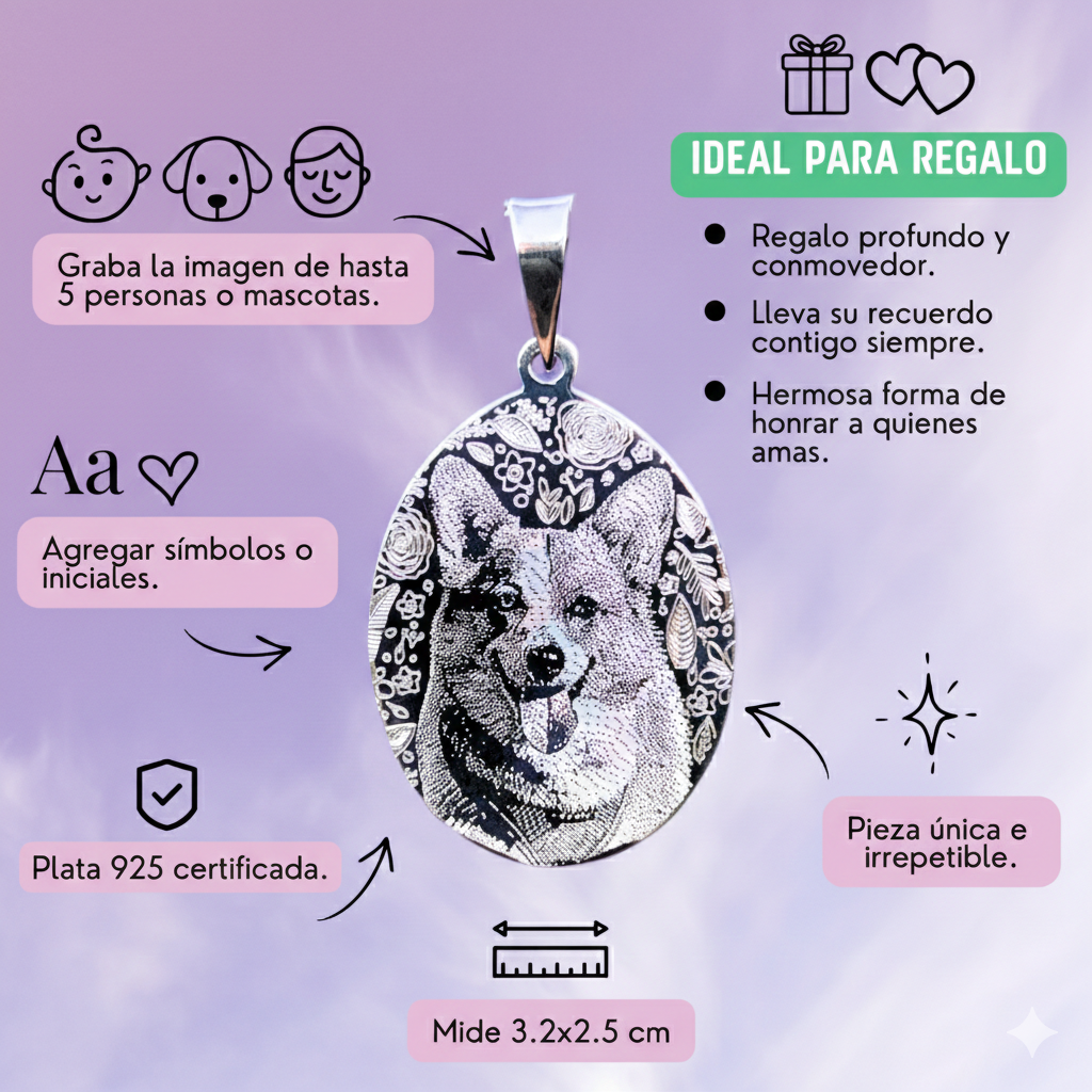 Medalla fotograbada ovalada grande