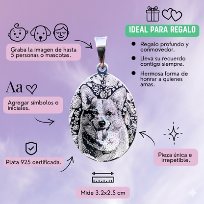 Medalla fotograbada ovalada grande