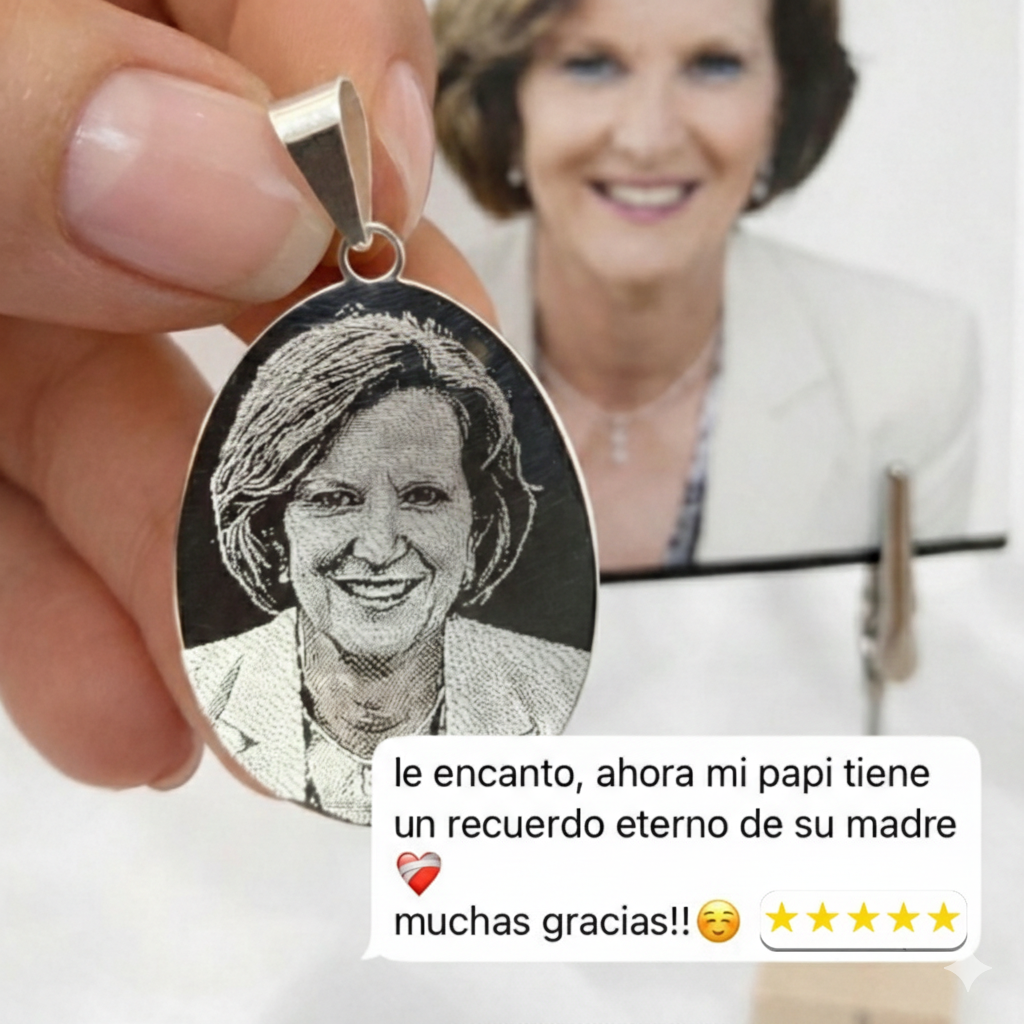 Medalla fotograbada ovalada grande