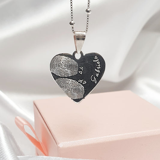 Collar huella doble "Love Mom"