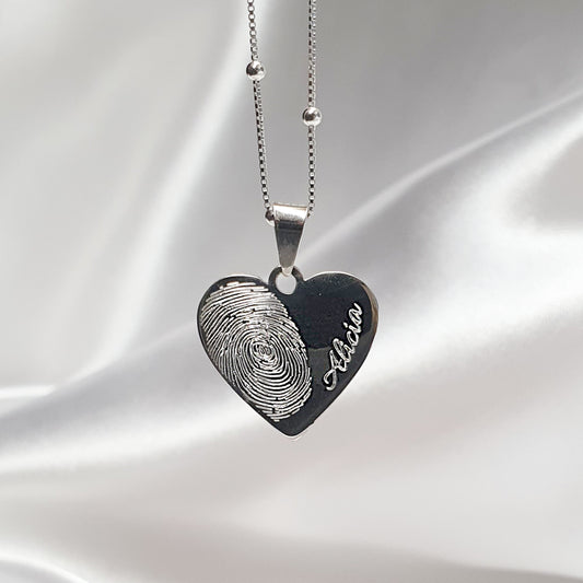 Collar huella simple  "Love Mom"