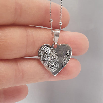 Collar huella simple  "Love Mom"