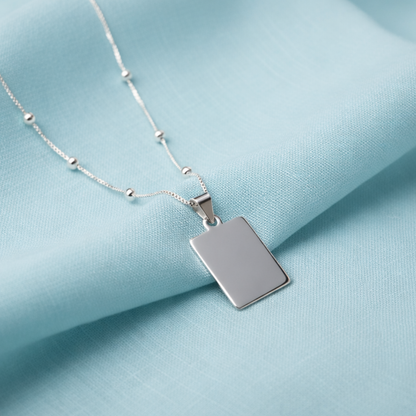 Collar rectangular Plata 925 (17mm) - El favorito para hombre