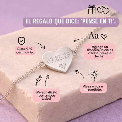 Pulsera mini Love Plata 925 - Grabado doble